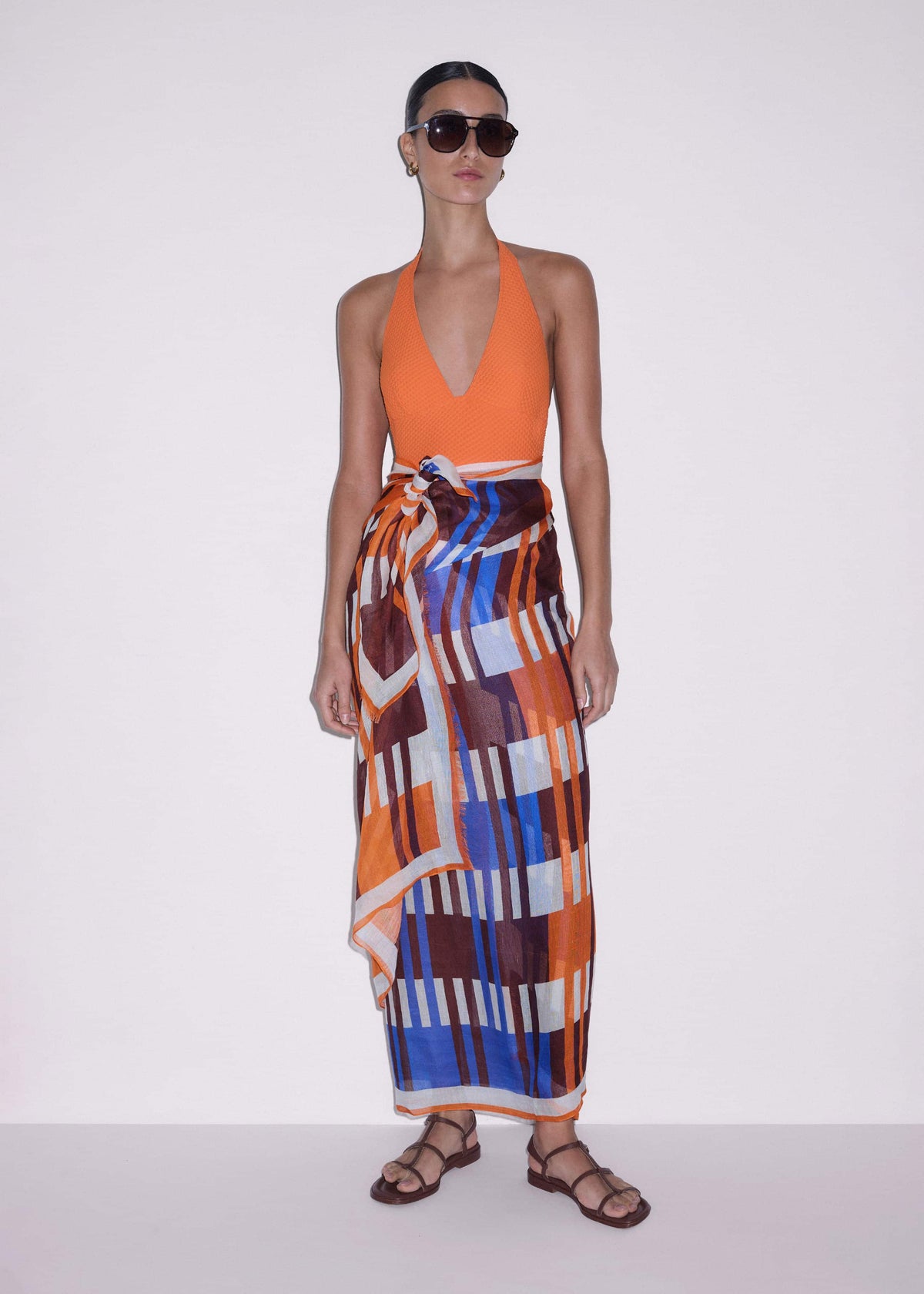 ME+EM Clothing Orange Stripe Sarong