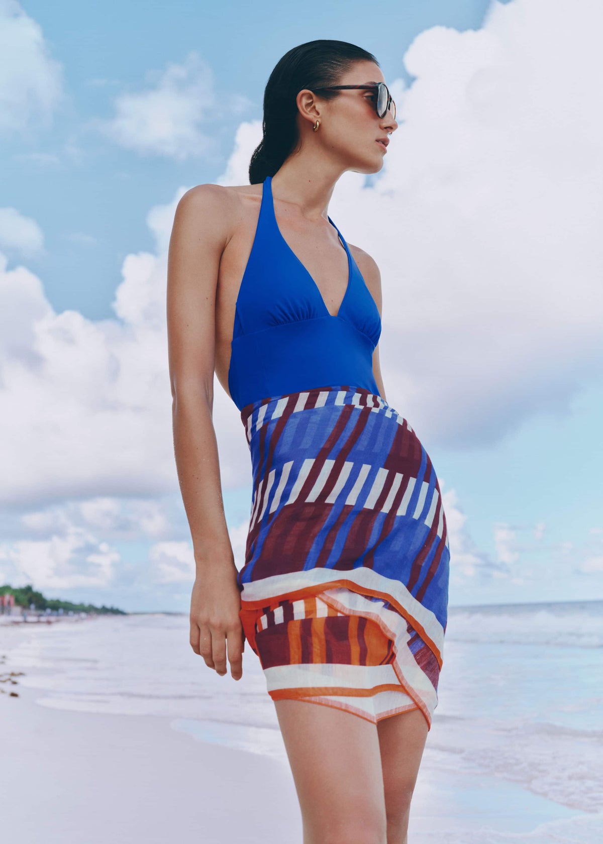 ME+EM Clothing Blue Adjustable Halterneck Swimsuit