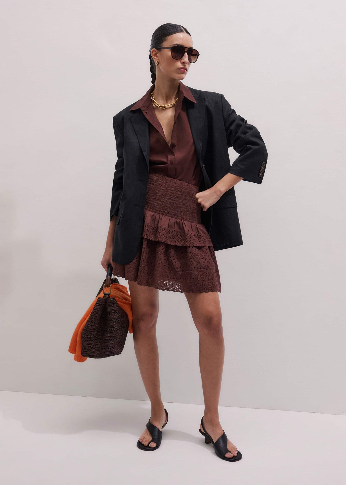 ME+EM Clothing Cinnamon Shirred Mini Skirt