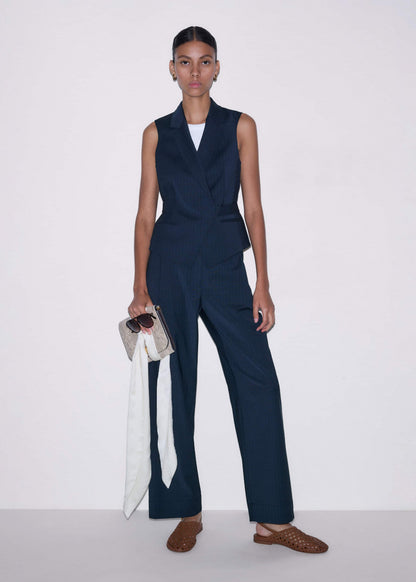 ME+EM Clothing Navy Pinstripe Wrap Vest