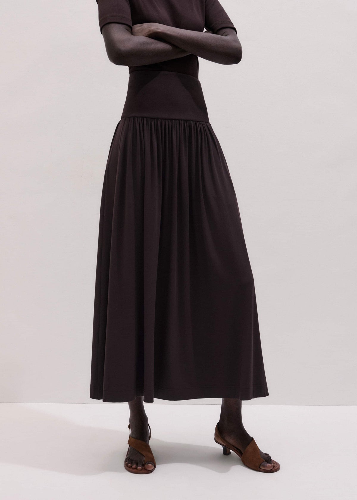 ME+EM Clothing Brown Soft Sculpt Maxi Skirt