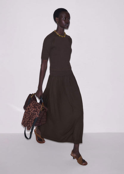 ME+EM Clothing Brown Soft Sculpt Maxi Skirt
