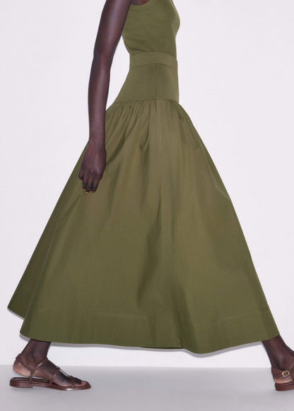 ME+EM Clothing Olive Green Mixed Media Maxi Skirt