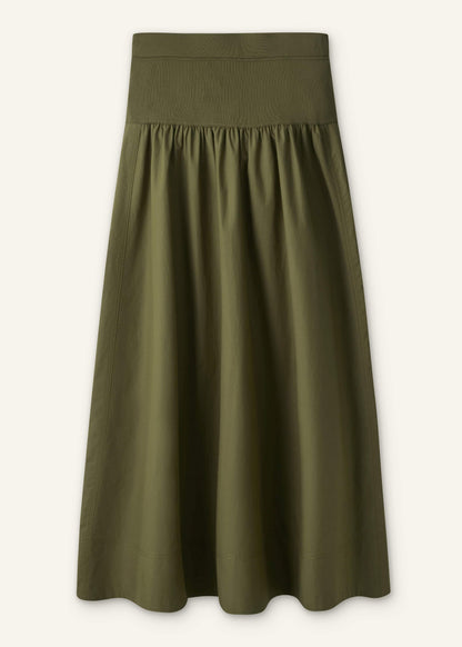 ME+EM Clothing Olive Green Mixed Media Maxi Skirt