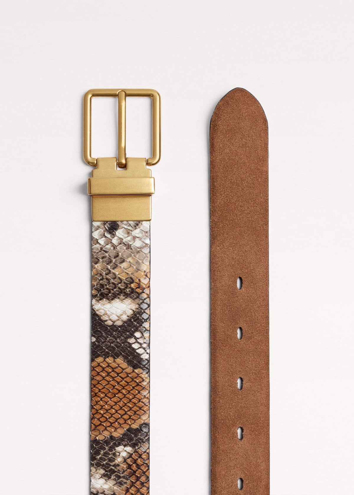 ME+EM Clothing|Accessories Tan Snake Print Reversible Belt