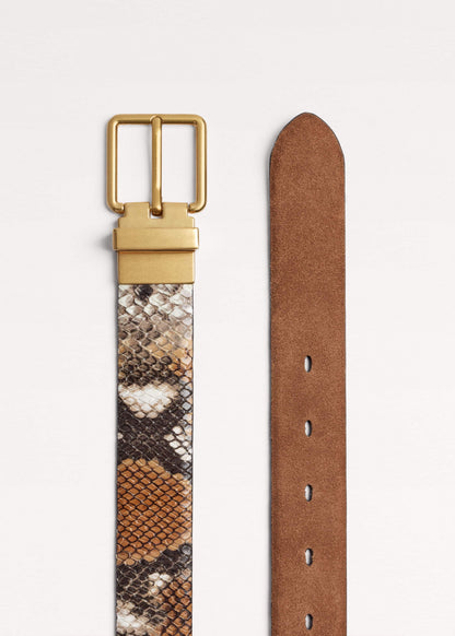 ME+EM Clothing|Accessories Tan Snake Print Reversible Belt