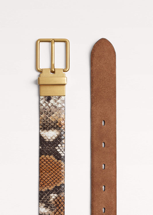 ME+EM Clothing|Accessories Tan Snake Print Reversible Belt