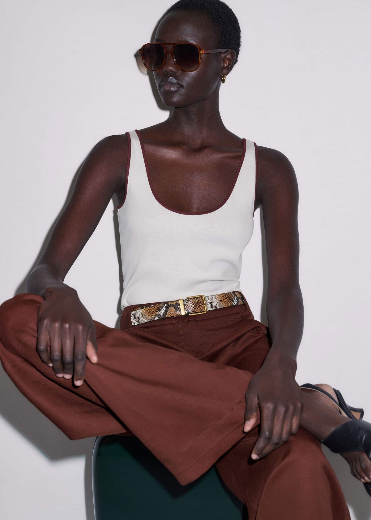 ME+EM Clothing|Accessories Tan Snake Print Reversible Belt