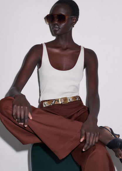 ME+EM Clothing|Accessories Tan Snake Print Reversible Belt