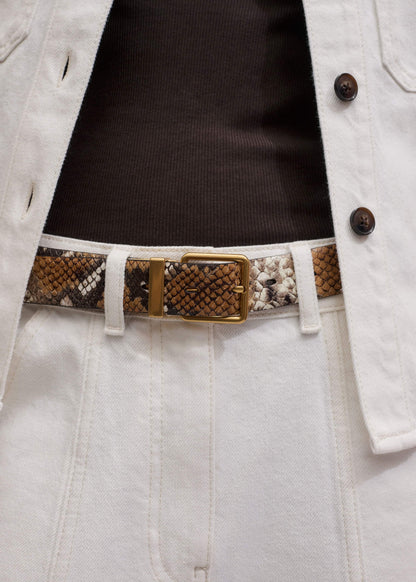 ME+EM Clothing|Accessories Tan Snake Print Reversible Belt