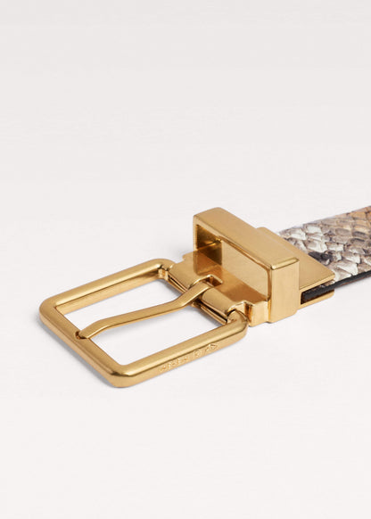ME+EM Clothing|Accessories Tan Snake Print Reversible Belt