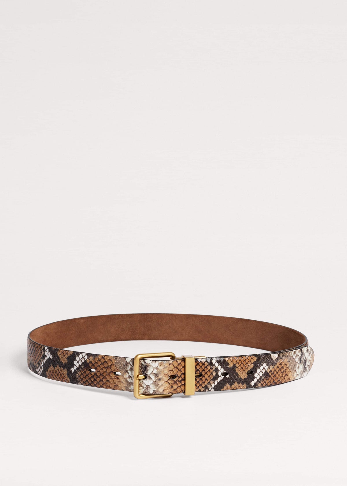 ME+EM Clothing|Accessories Tan Snake Print Reversible Belt