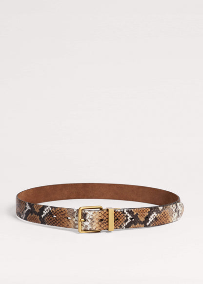 ME+EM Clothing|Accessories Tan Snake Print Reversible Belt
