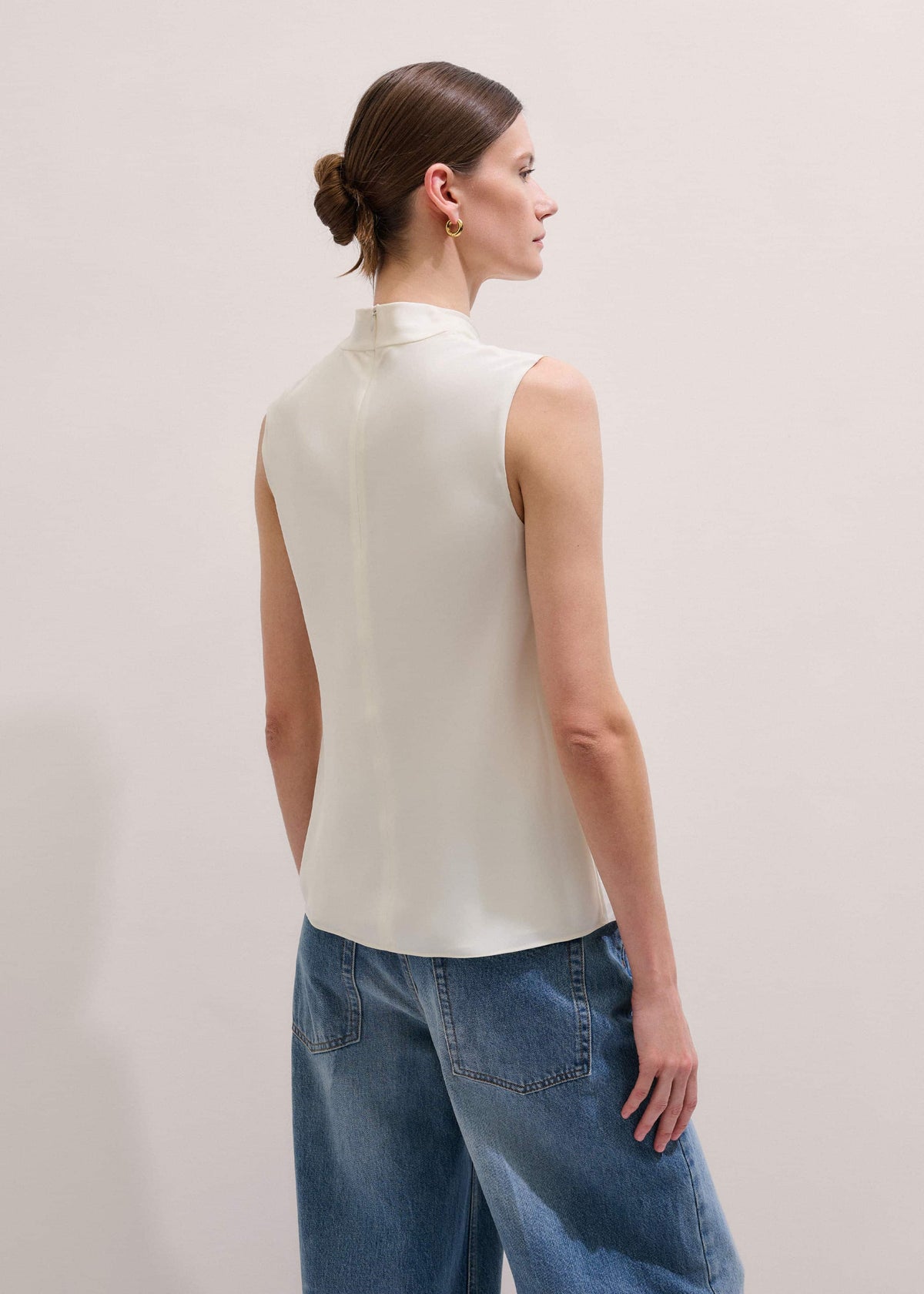 ME+EM Clothing Cream Silk Elevated Cowl Neck Top