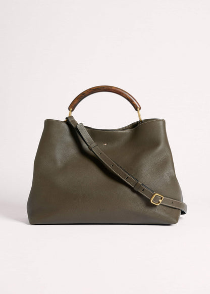 ME+EM Clothing|Accessories Olive Green Leather Soft Constructed Day Bag