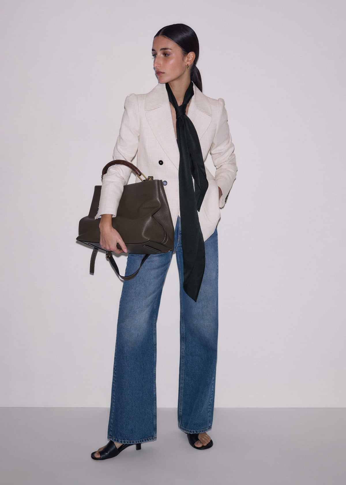 ME+EM Clothing|Accessories Olive Green Leather Soft Constructed Day Bag