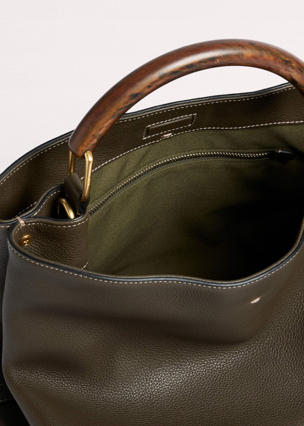 ME+EM Clothing|Accessories Olive Green Leather Soft Constructed Day Bag