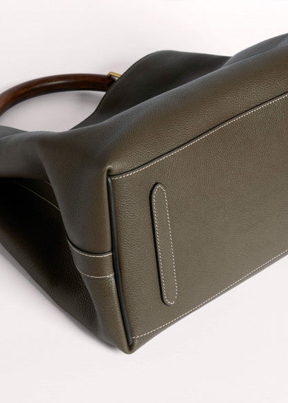 ME+EM Clothing|Accessories Olive Green Leather Soft Constructed Day Bag