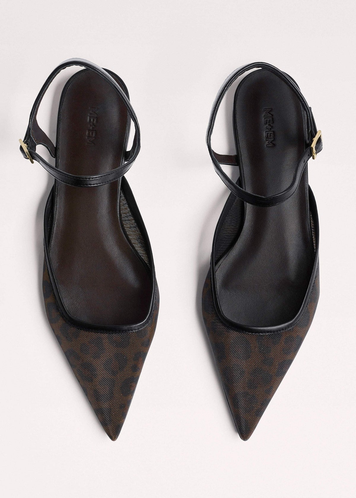ME+EM Clothing|Accessories Brown Leopard Print Mesh Point-Toe Flat