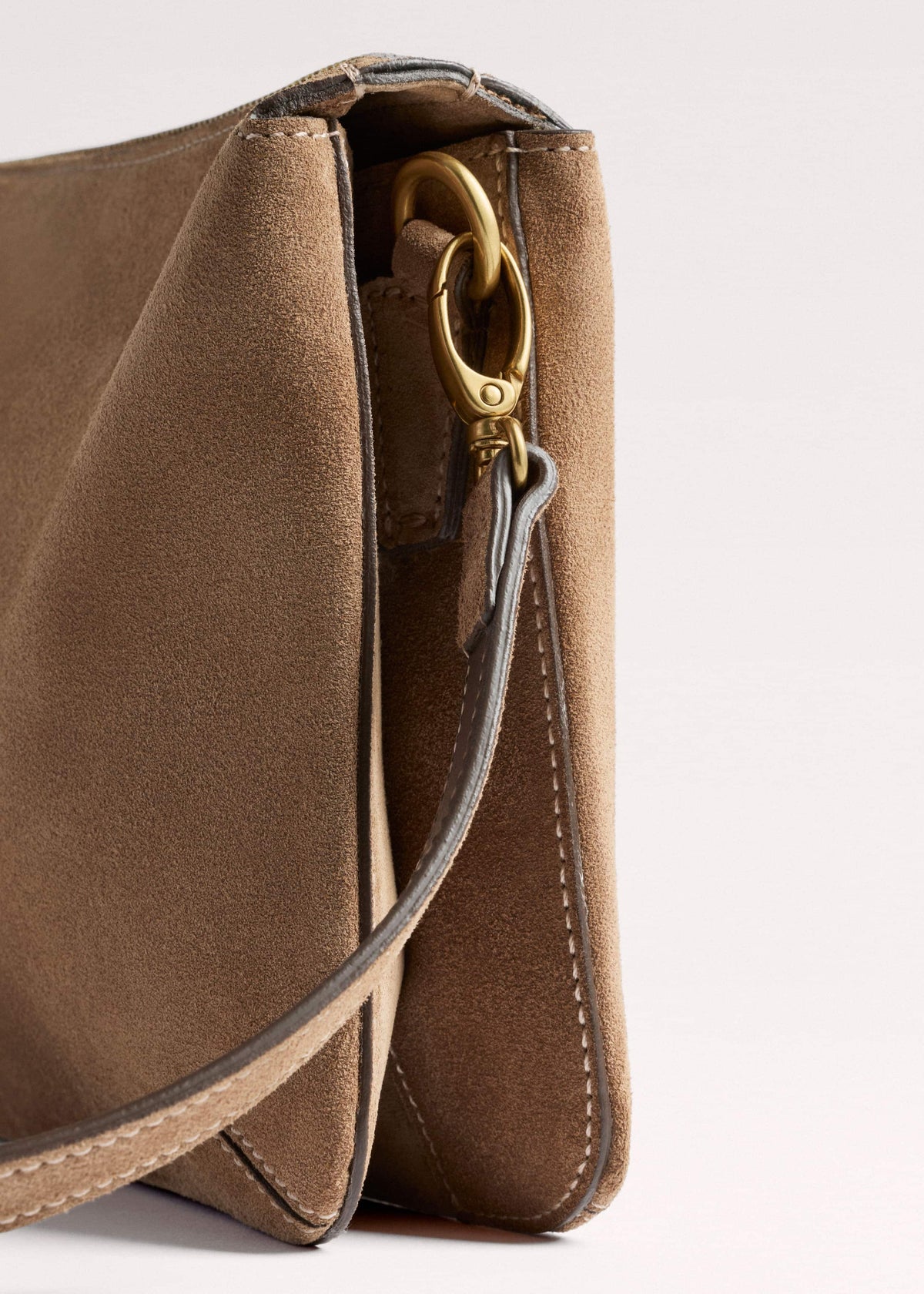 ME+EM Clothing Brown Suede Double Pouch Crossbody Bag