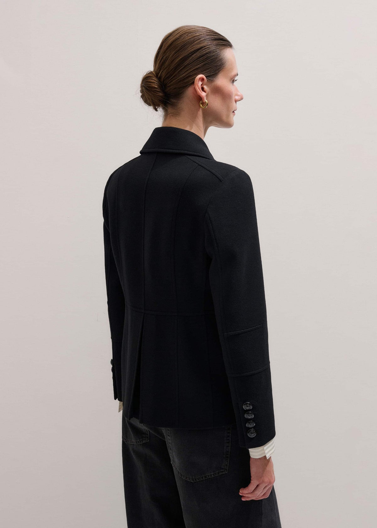 ME+EM Clothing Black Longline Fitted Military Jacket