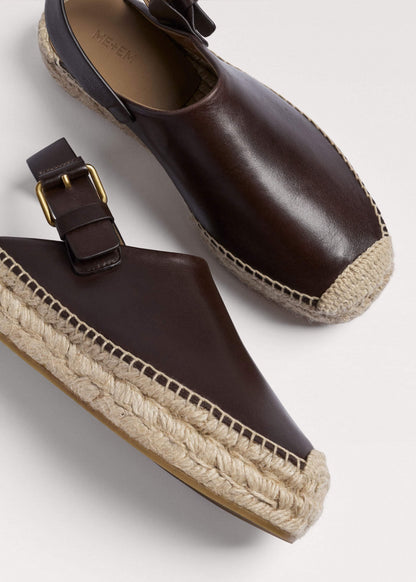 ME+EM Clothing|Accessories Brown Leather Slingback Espadrille