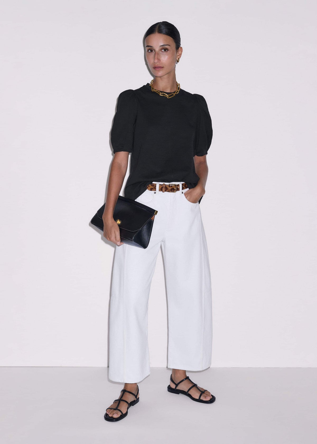 ME+EM Clothing Black Feminine Swing Top