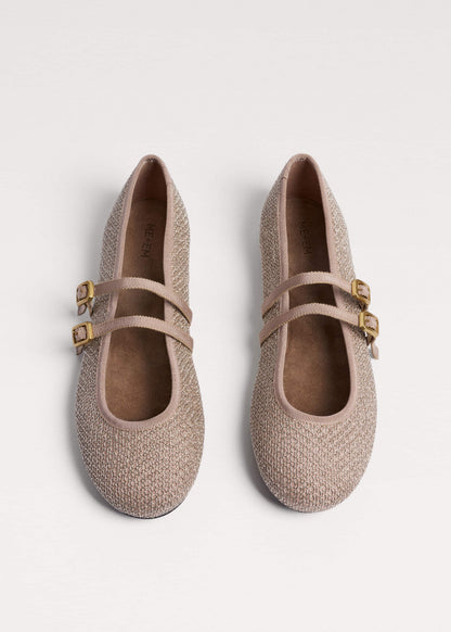 ME+EM Clothing|Accessories Gold Mesh AM-PM Ballet Flat