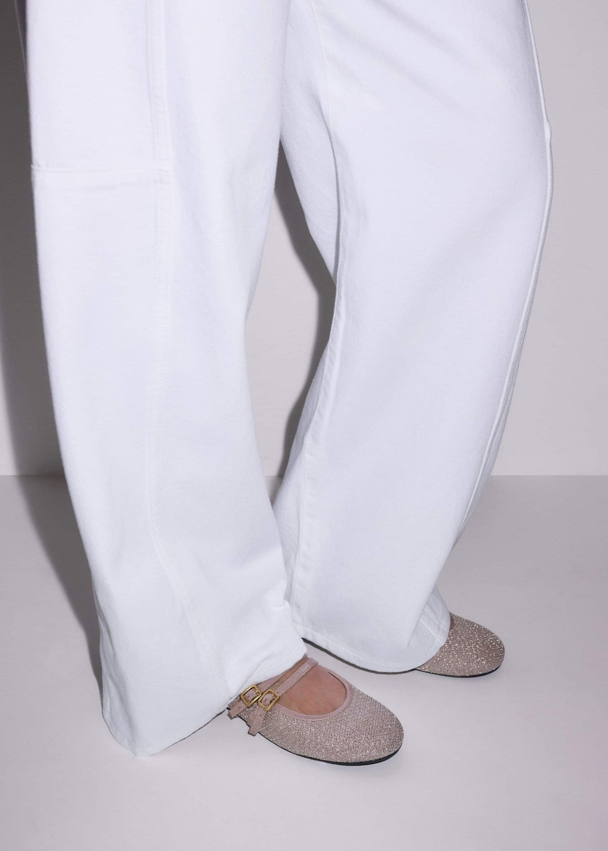 ME+EM Clothing|Accessories Gold Mesh AM-PM Ballet Flat