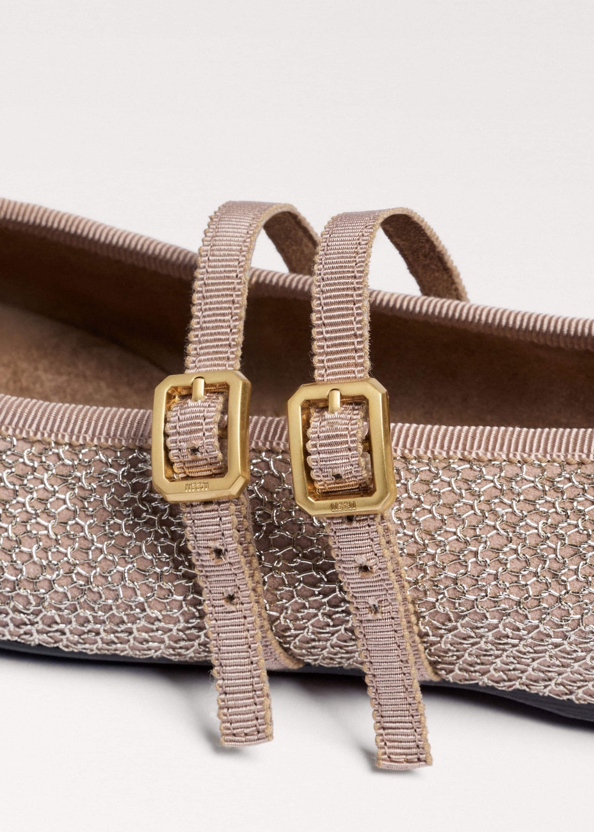 ME+EM Clothing|Accessories Gold Mesh AM-PM Ballet Flat