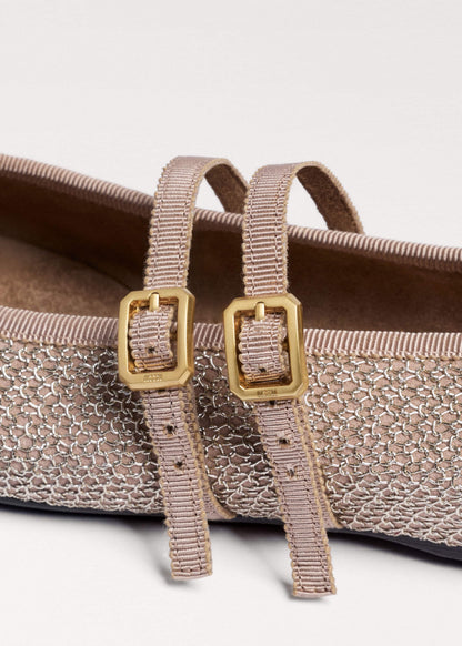 ME+EM Clothing|Accessories Gold Mesh AM-PM Ballet Flat