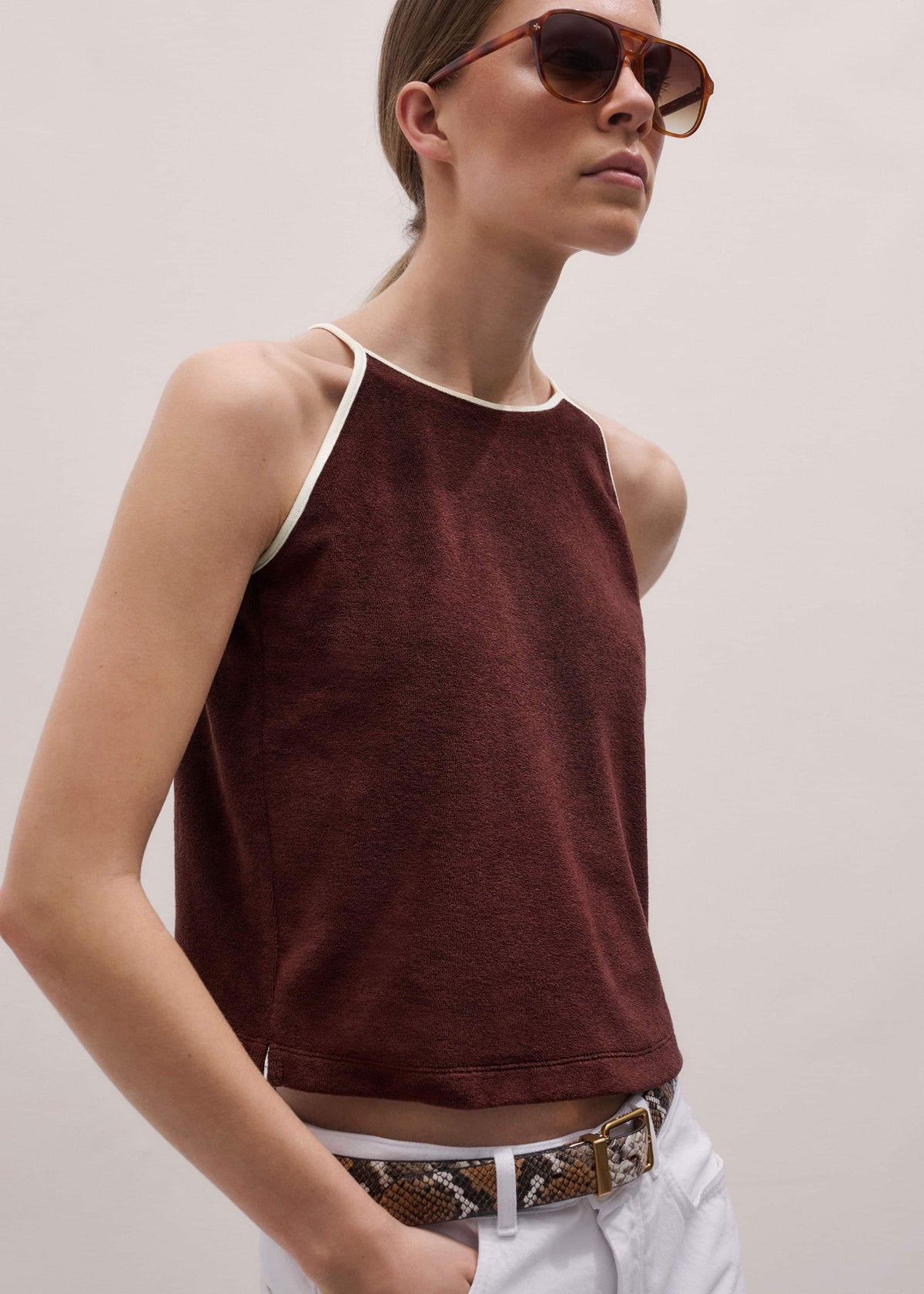 ME+EM Clothing Cinnamon Brown Halterneck Top