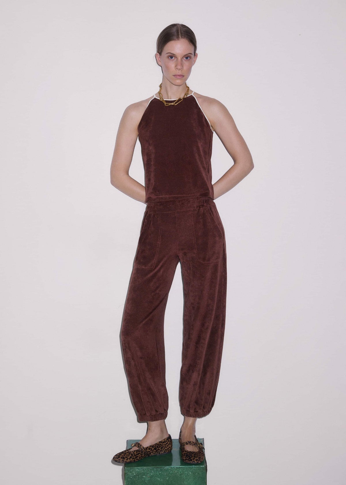 ME+EM Clothing Cinnamon Brown Halterneck Top
