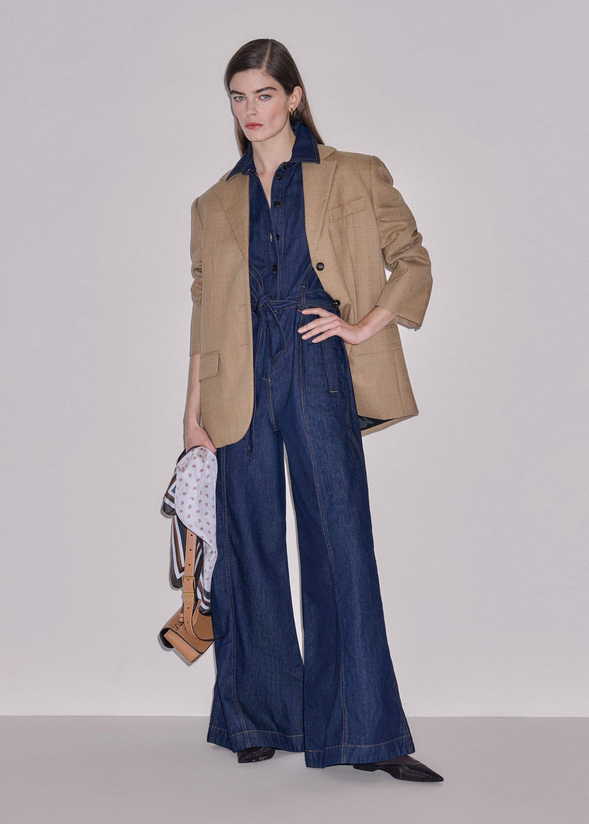 ME+EM Clothing Blue Relaxed Wide-Leg AM-PM Jumpsuit
