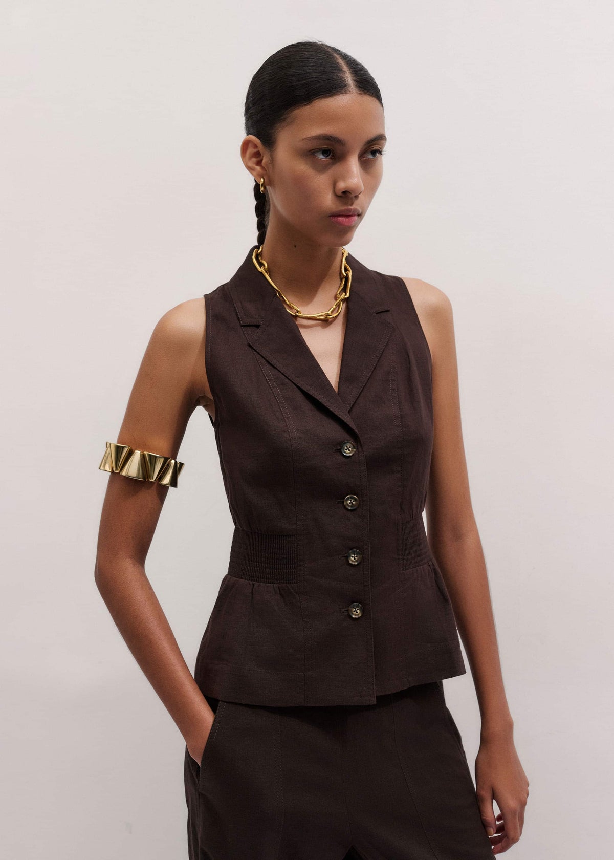 ME+EM Clothing Brown Halterneck Vest