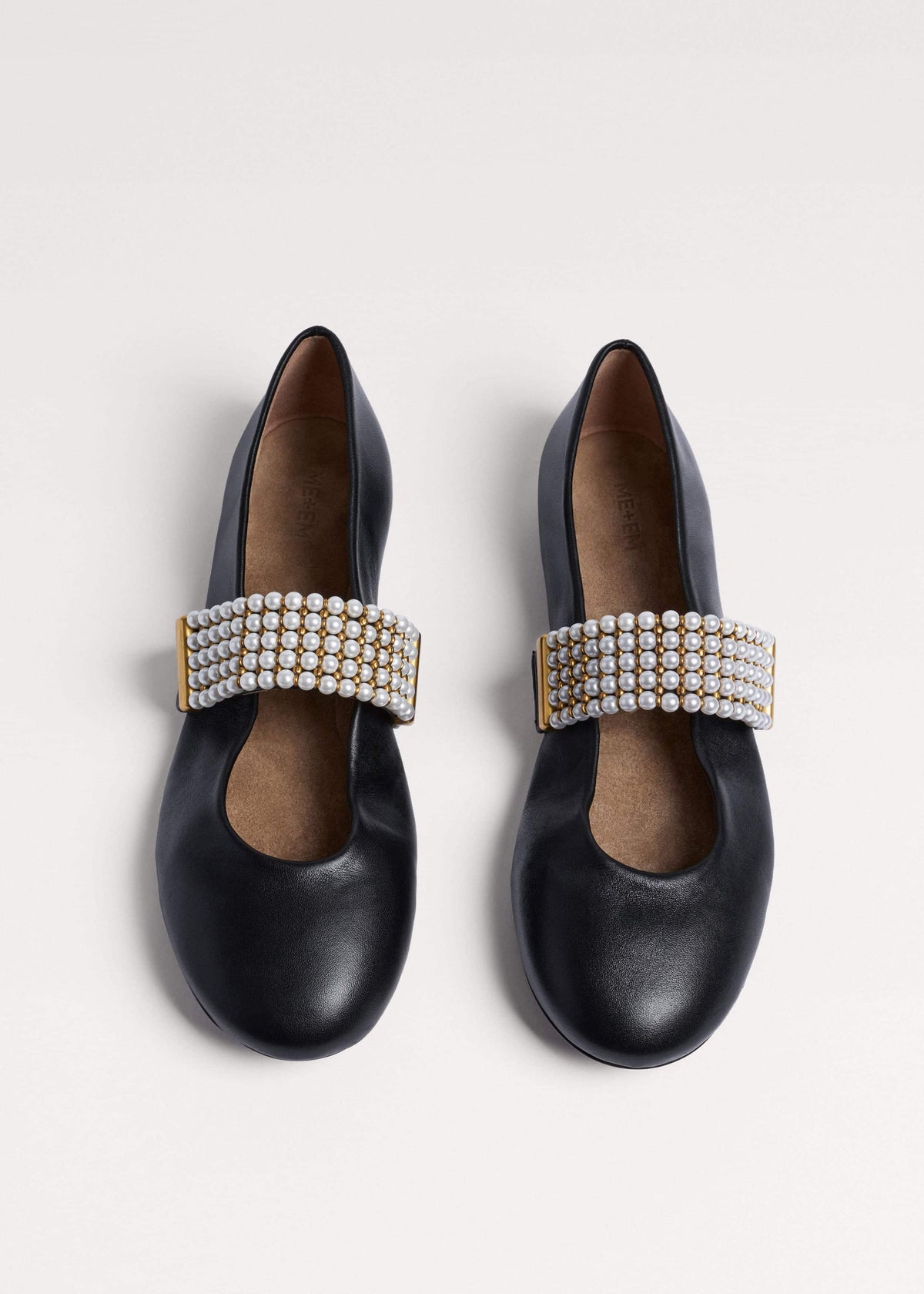 ME+EM Clothing|Accessories Black Pearl Trim Round Ballet Flat
