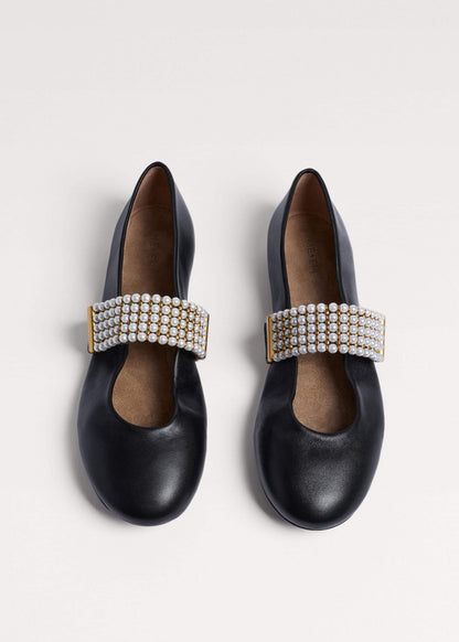 ME+EM Clothing|Accessories Black Pearl Trim Round Ballet Flat