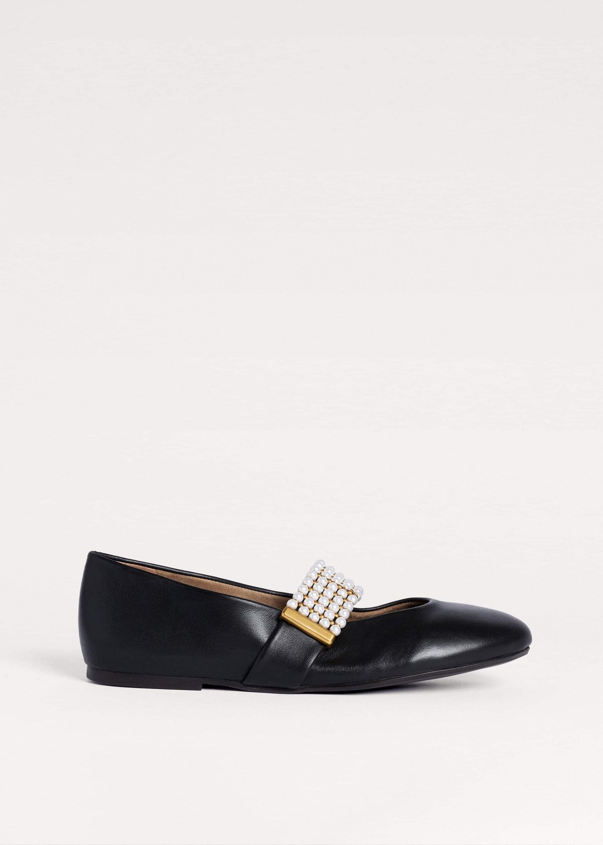 ME+EM Clothing|Accessories Black Pearl Trim Round Ballet Flat