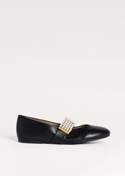ME+EM Clothing|Accessories Black Pearl Trim Round Ballet Flat