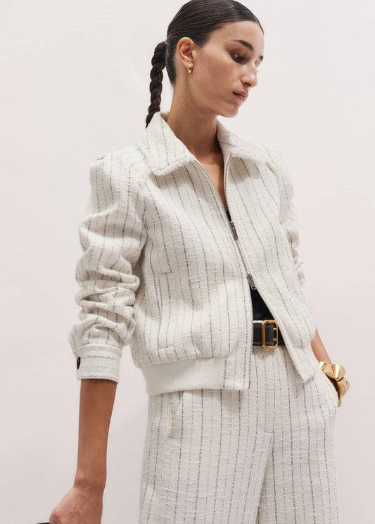 ME+EM Clothing Ivory Stripe Bomber Jacket