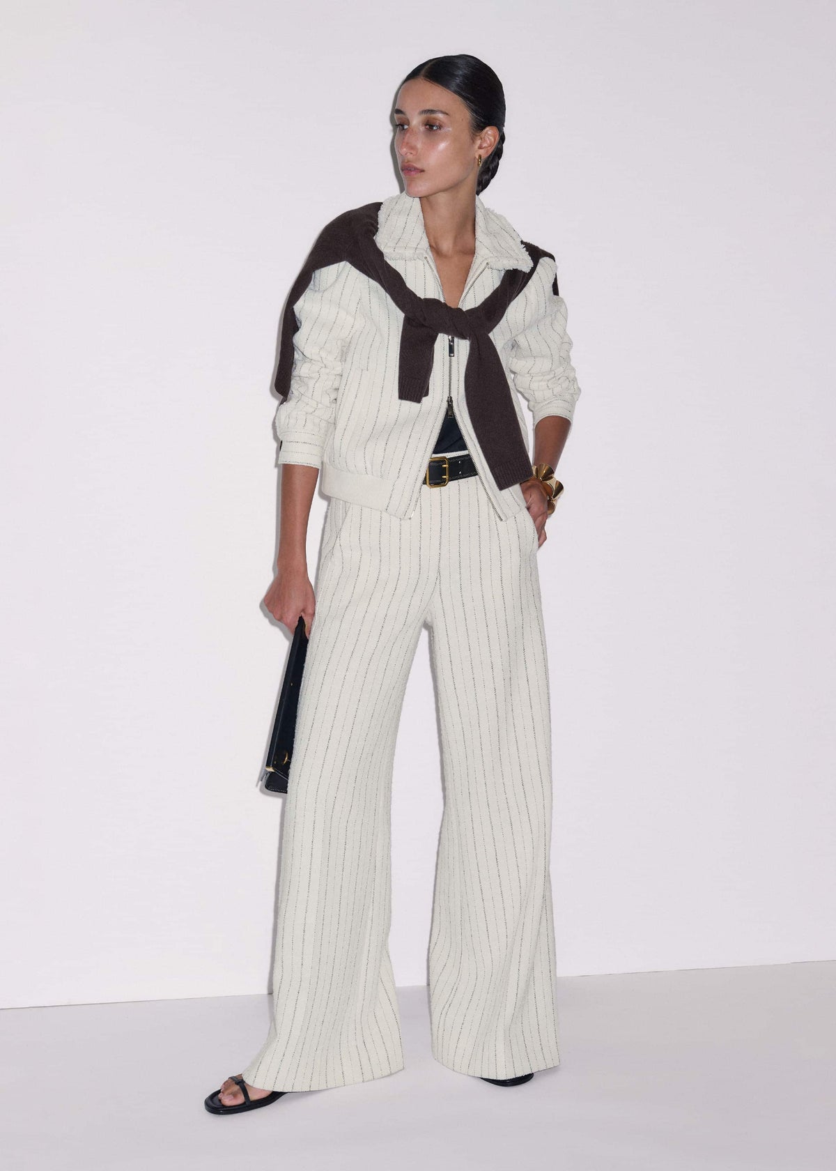 ME+EM Clothing Ivory Stripe Bomber Jacket
