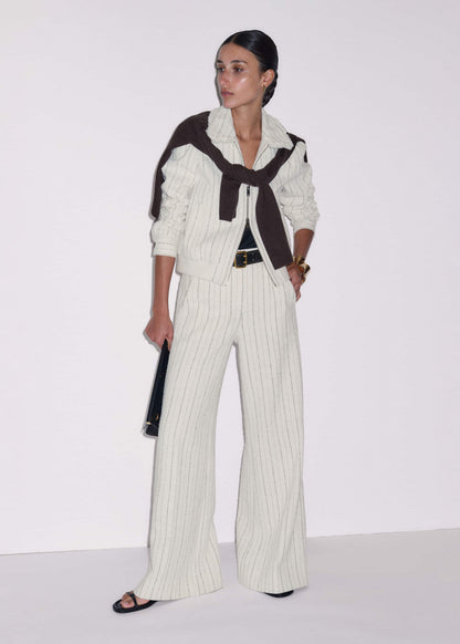 ME+EM Clothing Ivory Stripe Bomber Jacket