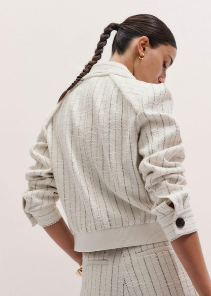 ME+EM Clothing Ivory Stripe Bomber Jacket