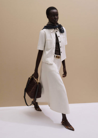 ME+EM Clothing White Panelled A-Line Maxi Skirt