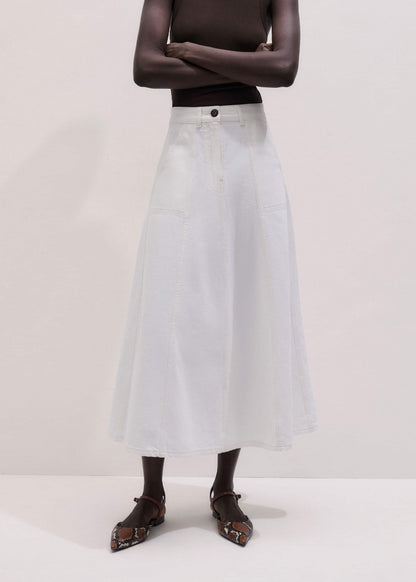 ME+EM Clothing White Panelled A-Line Maxi Skirt