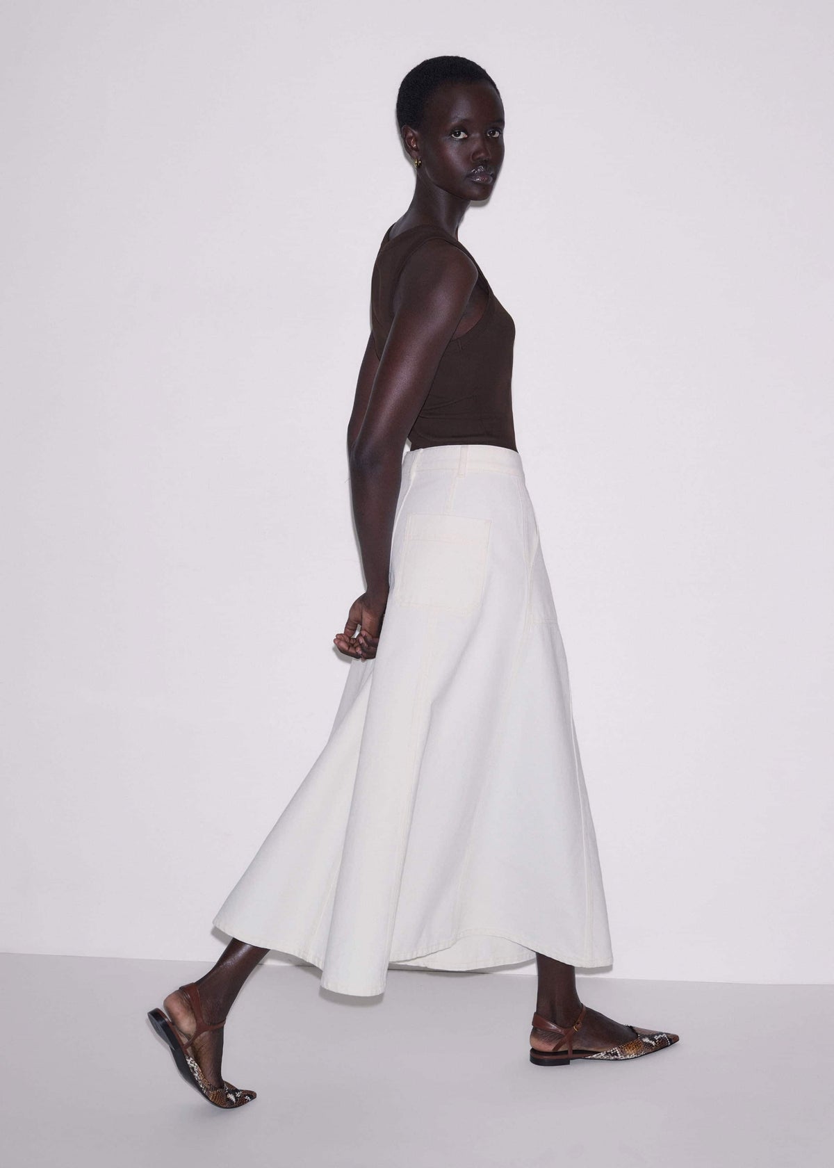 ME+EM Clothing White Panelled A-Line Maxi Skirt