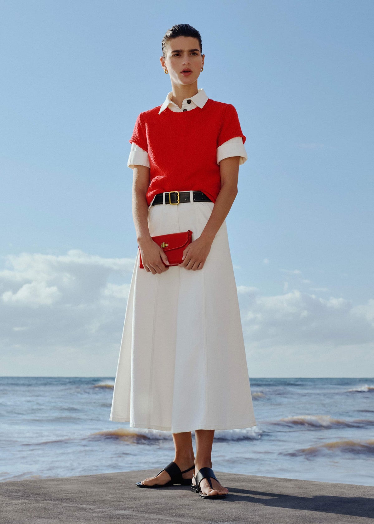 ME+EM Clothing White Panelled A-Line Maxi Skirt