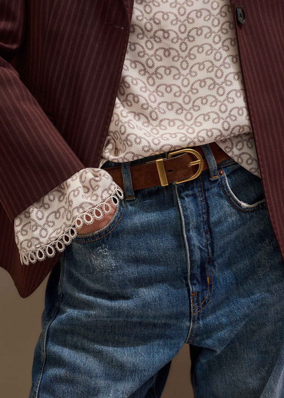 ME+EM Clothing|Accessories Chestnut Round Buckle Reversible Belt