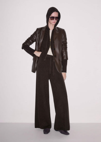 ME+EM Clothing Brown Cashmere Straight Hoodie + Wide-Leg Pant Knitted Co-ord
