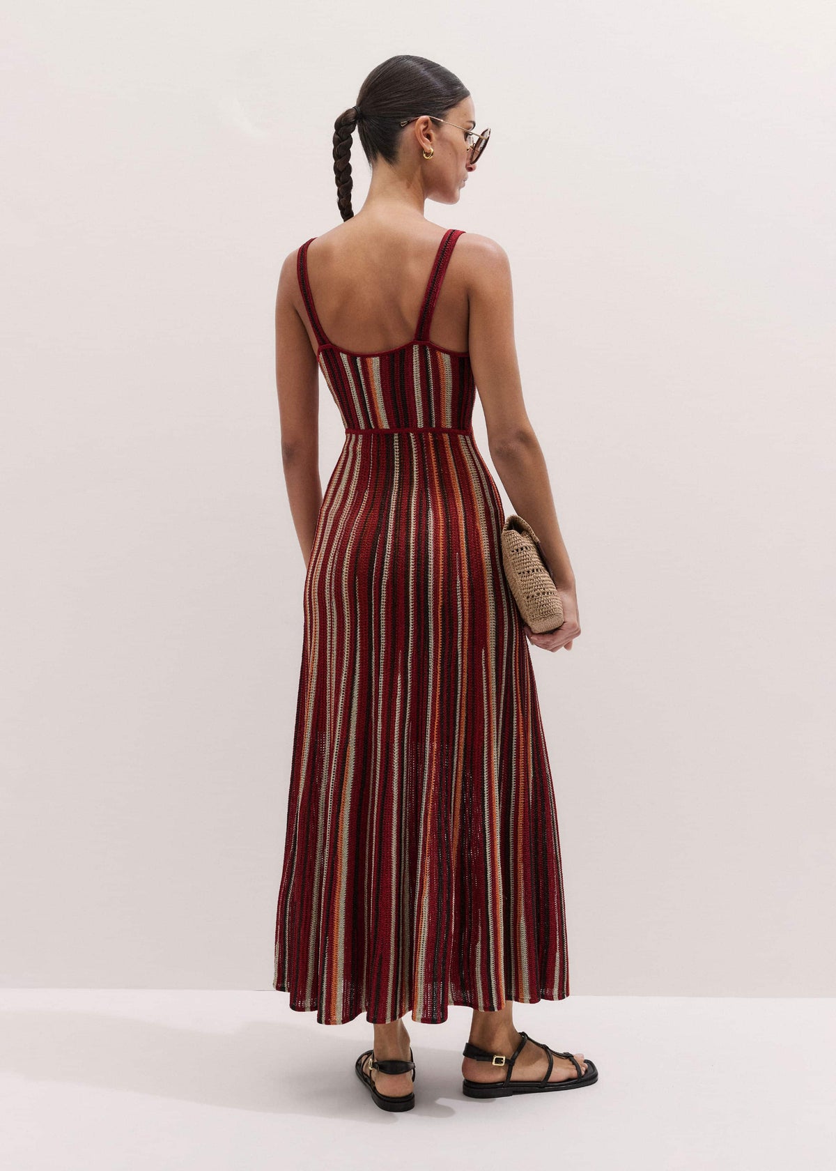 ME+EM Clothing Red Metallic Knit Maxi Dress